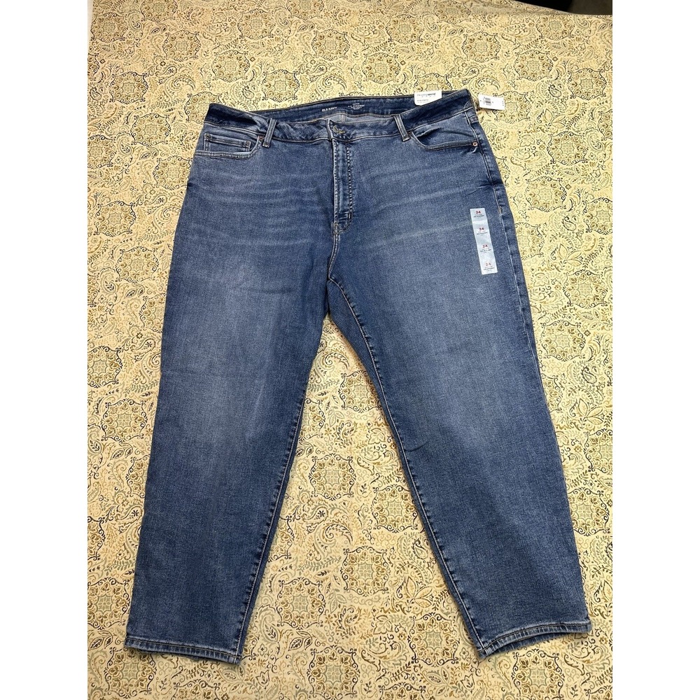 NWT Old Navy High Rise O.G. Straight Womens Jeans Designer Blue Plus Sz. 24 Pant